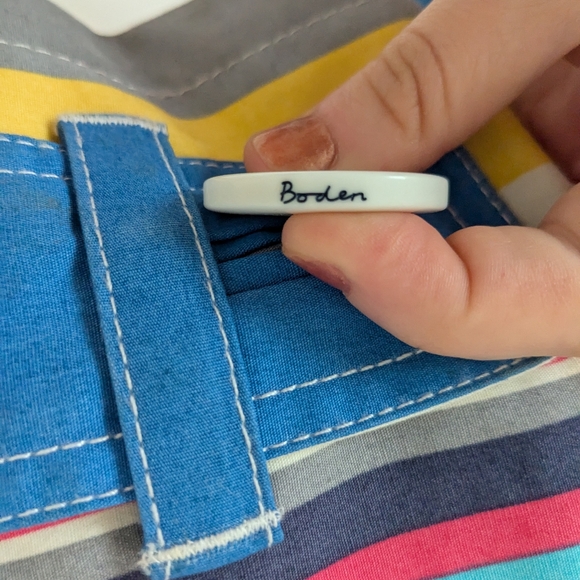 Boden Anya Waterproof Mac Striped Hooded Rain Coat - Picture 3 of 8